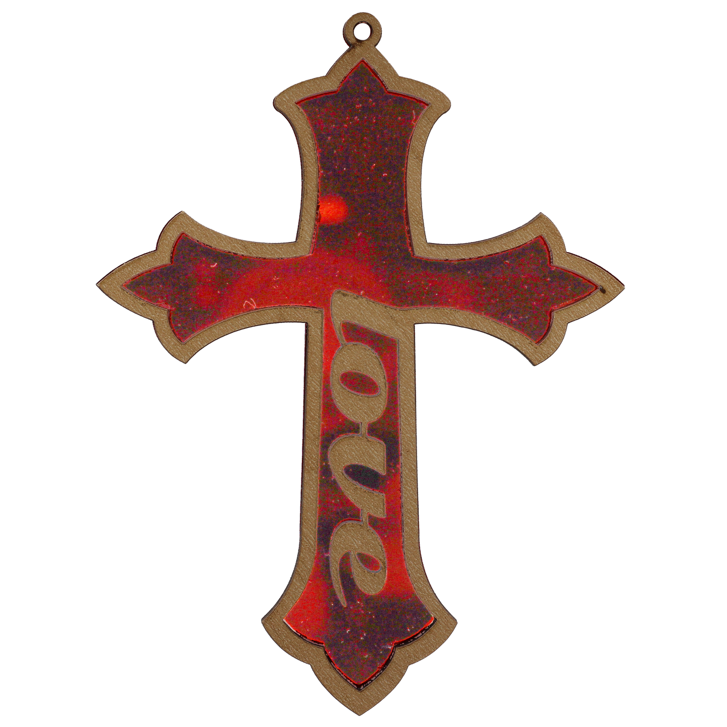 Love Cross Red Mirror Ornament