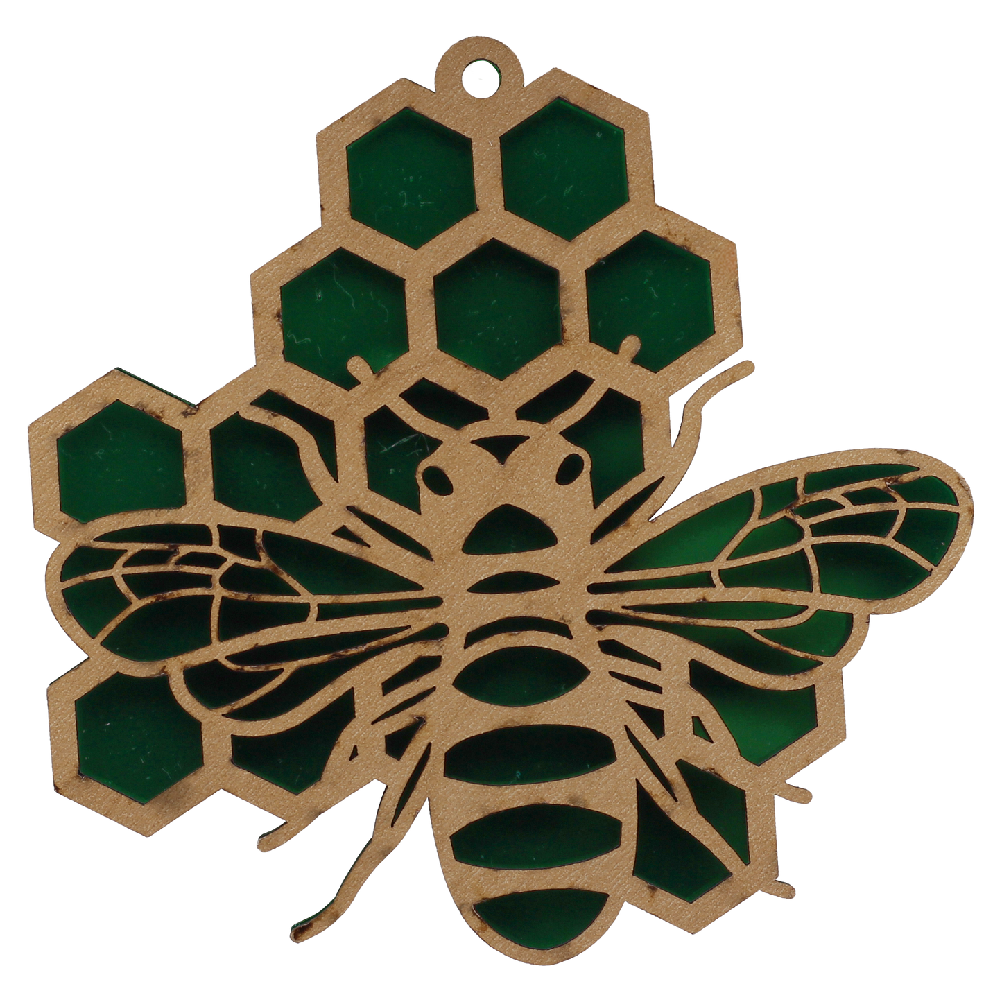 Bee on a Honeycomb Green Mirror Ornament