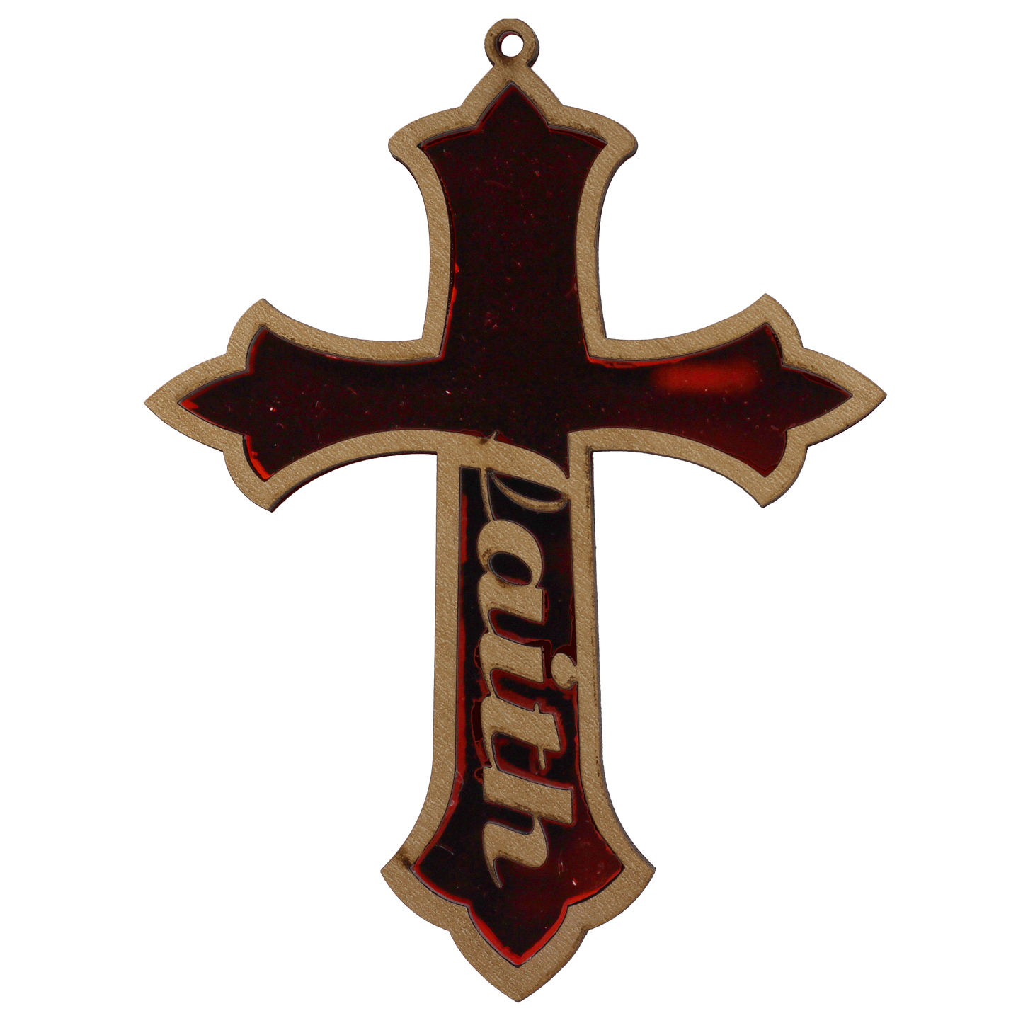 Faith Cross Red Mirror Ornament
