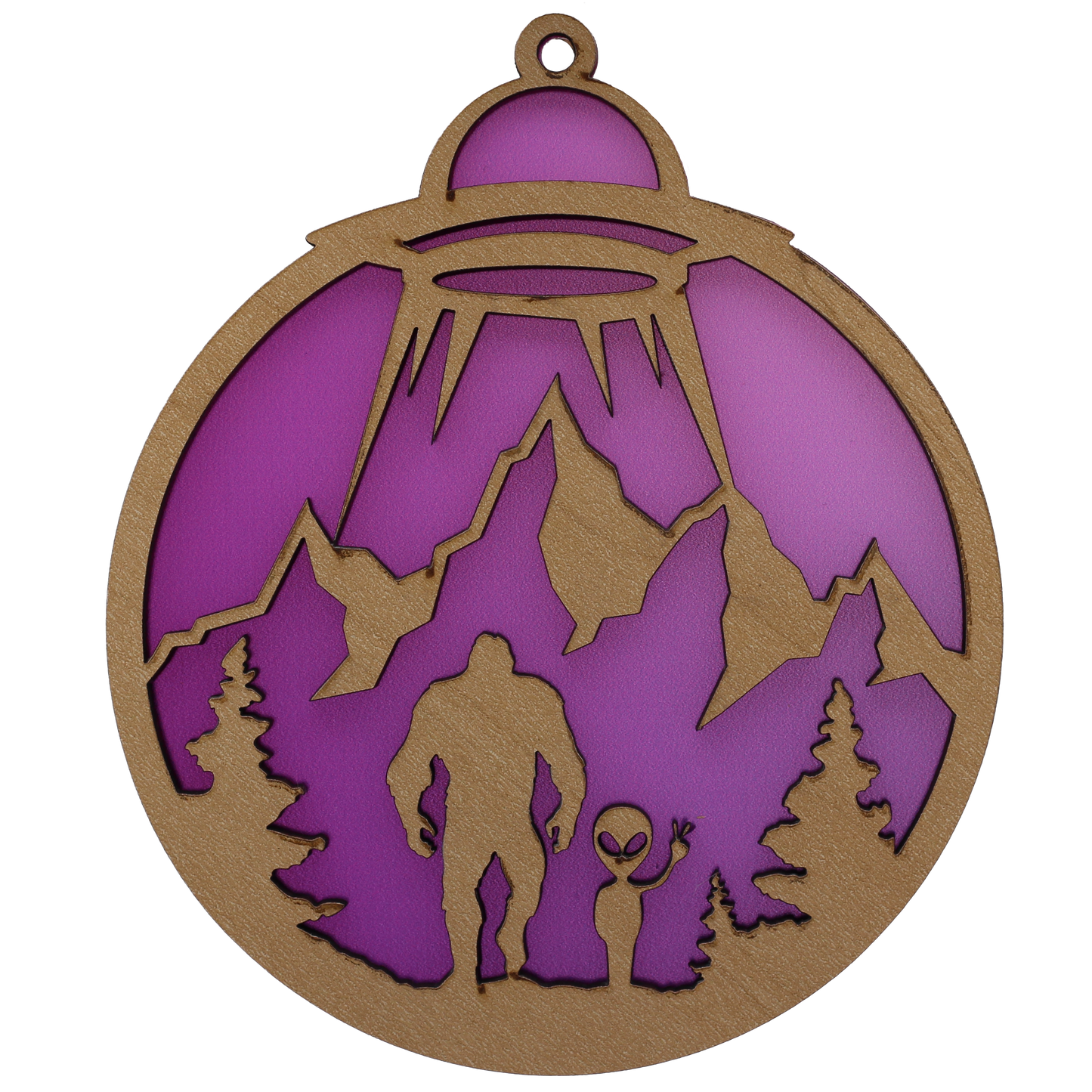 Yeti and Alien Suncatcher Ornament