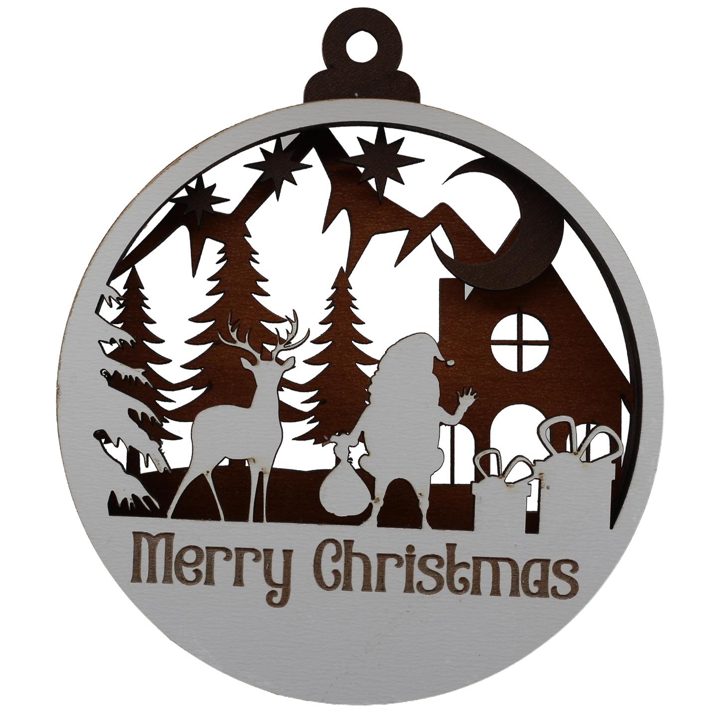 Santa and his Deer Layered Ornament