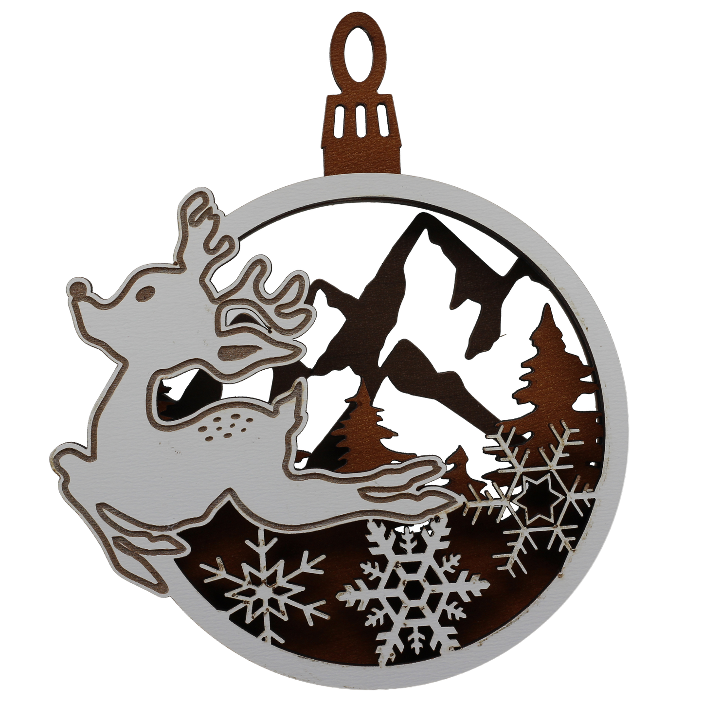 Reindeer Flying Layered Ornament