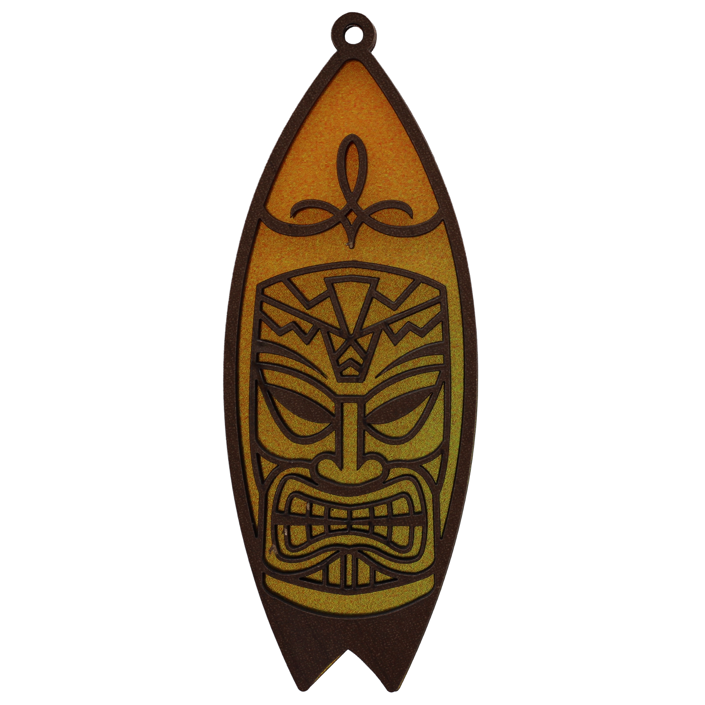 Tiki Surfboard Suncatcher Ornament