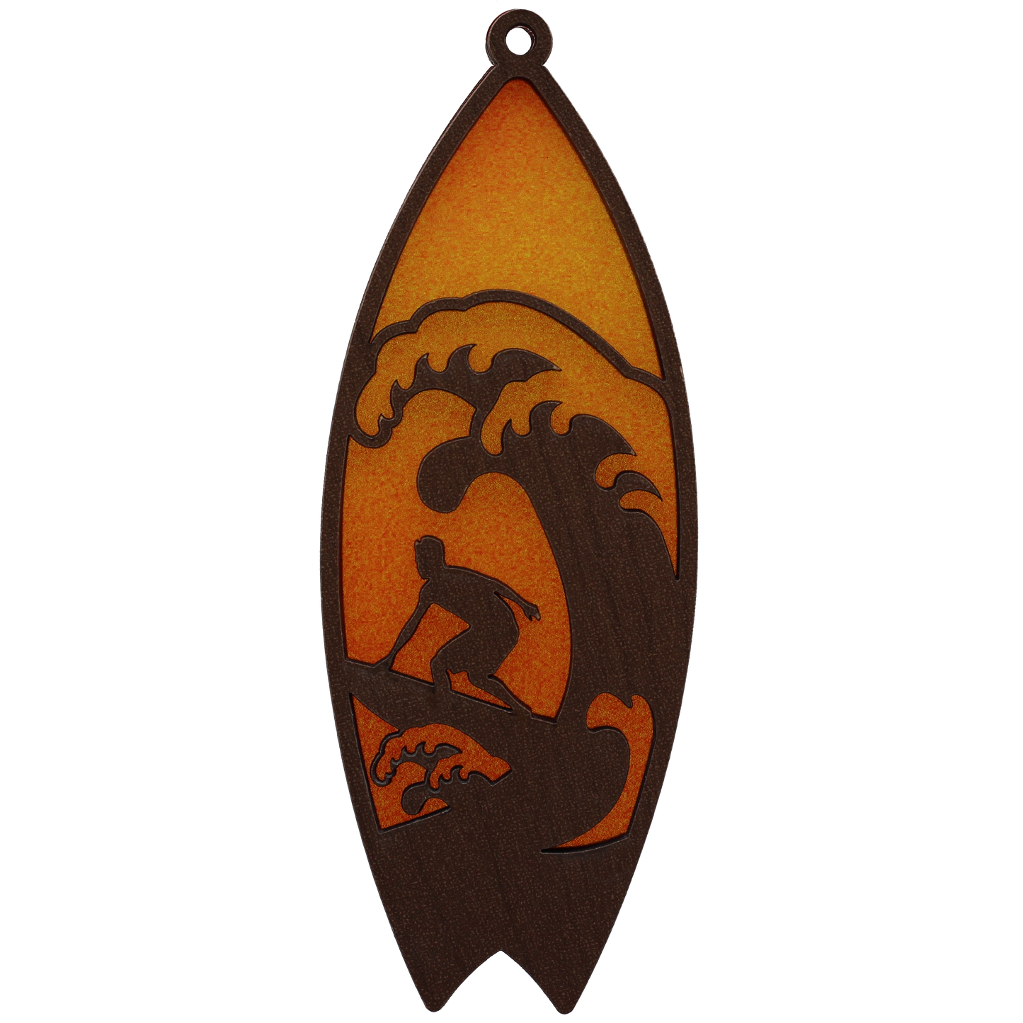 Surfing on a Wave Surfboard Suncatcher Ornament