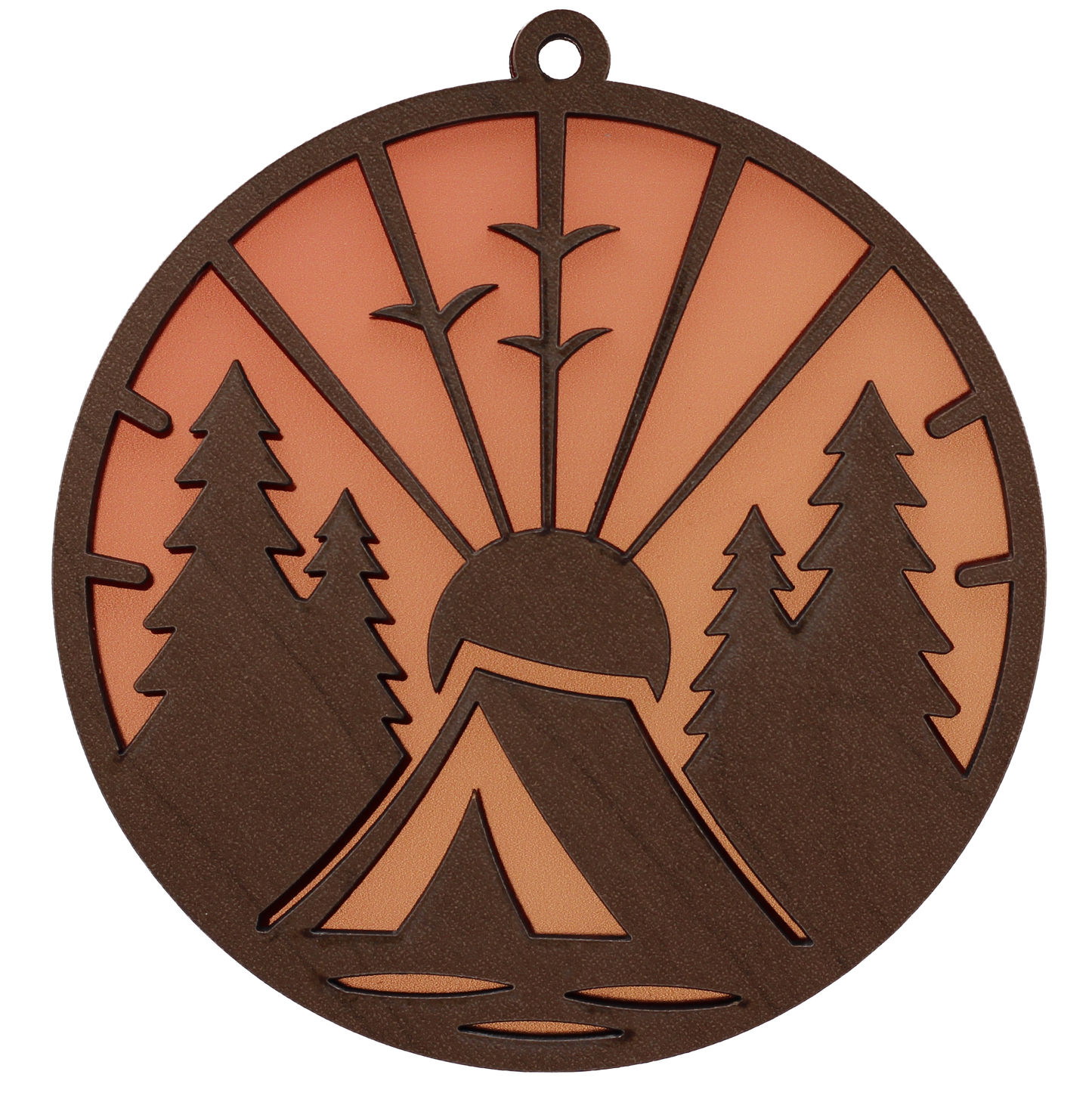Camping Under a Rising Sun Suncatcher Ornament