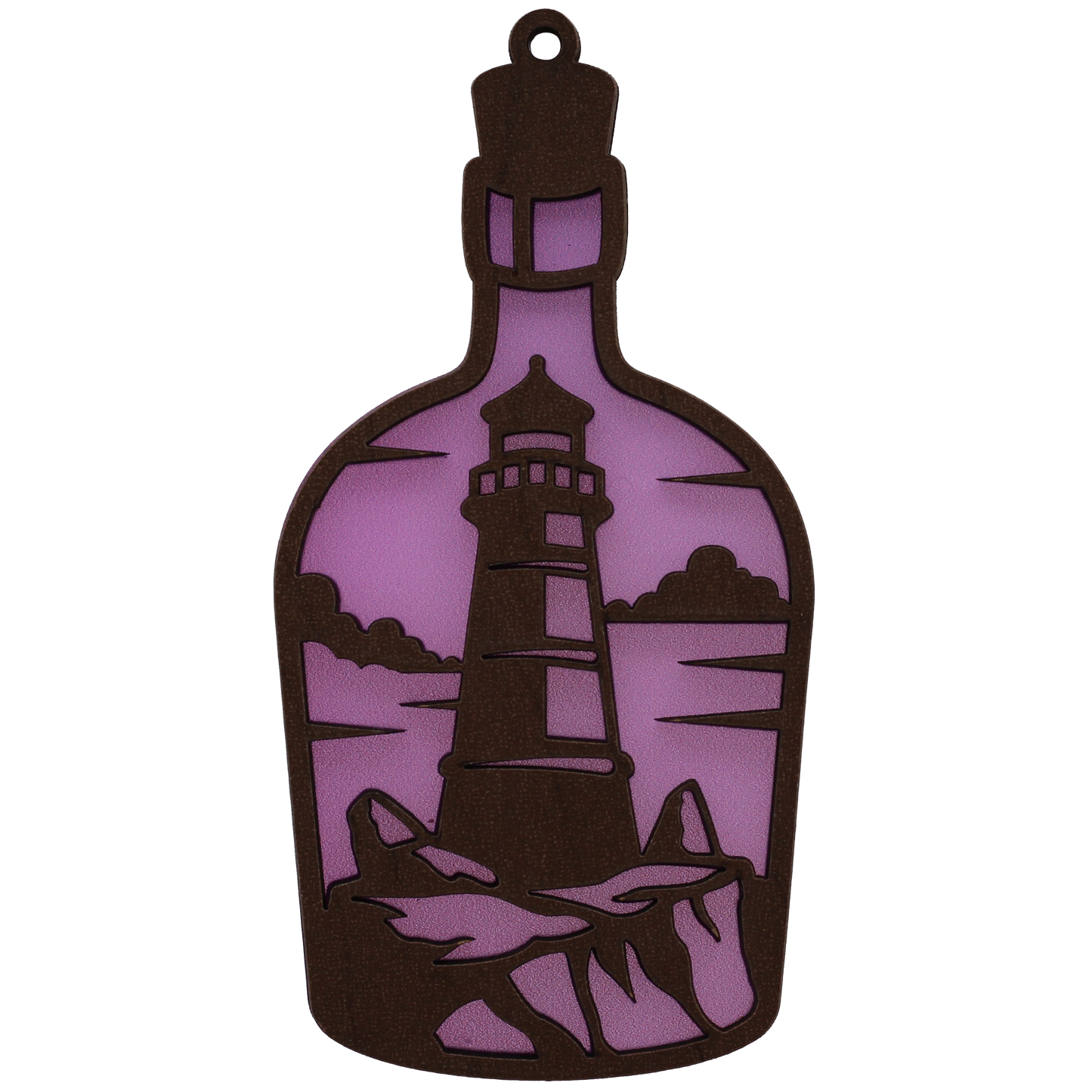 Lighthouse in a Bottle Suncatcher Ornament