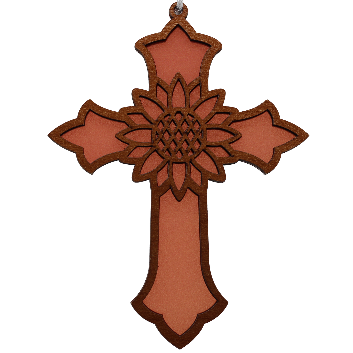Sunflower Cross (No Leaves) Suncatcher Ornament