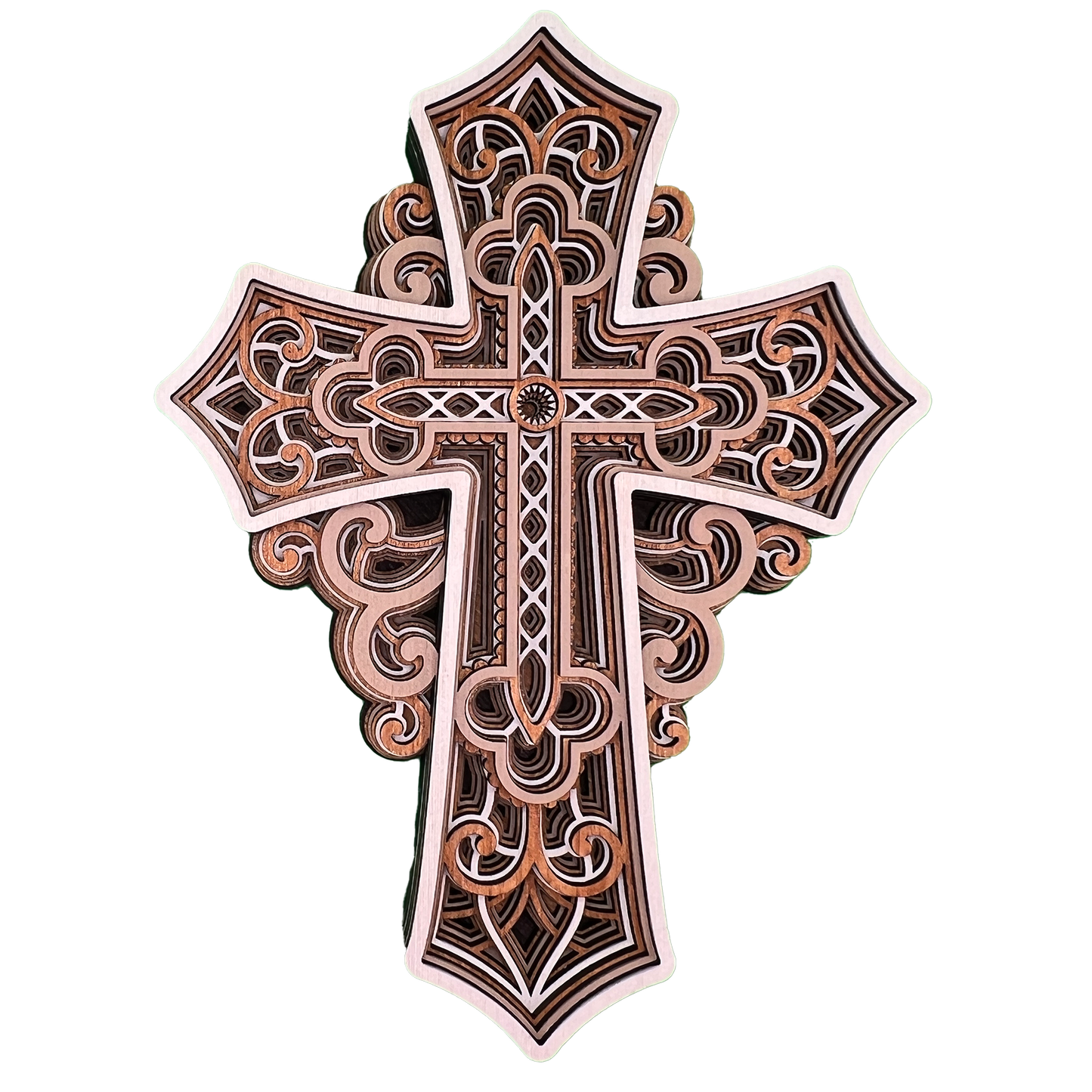 Layered Wooden Cross - Peace