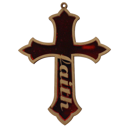 Faith Cross Red Mirror Ornament