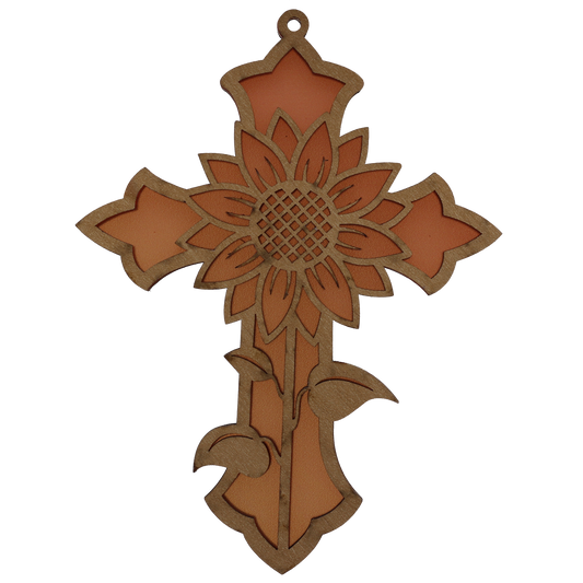 Sunflower Cross Suncatcher Ornament