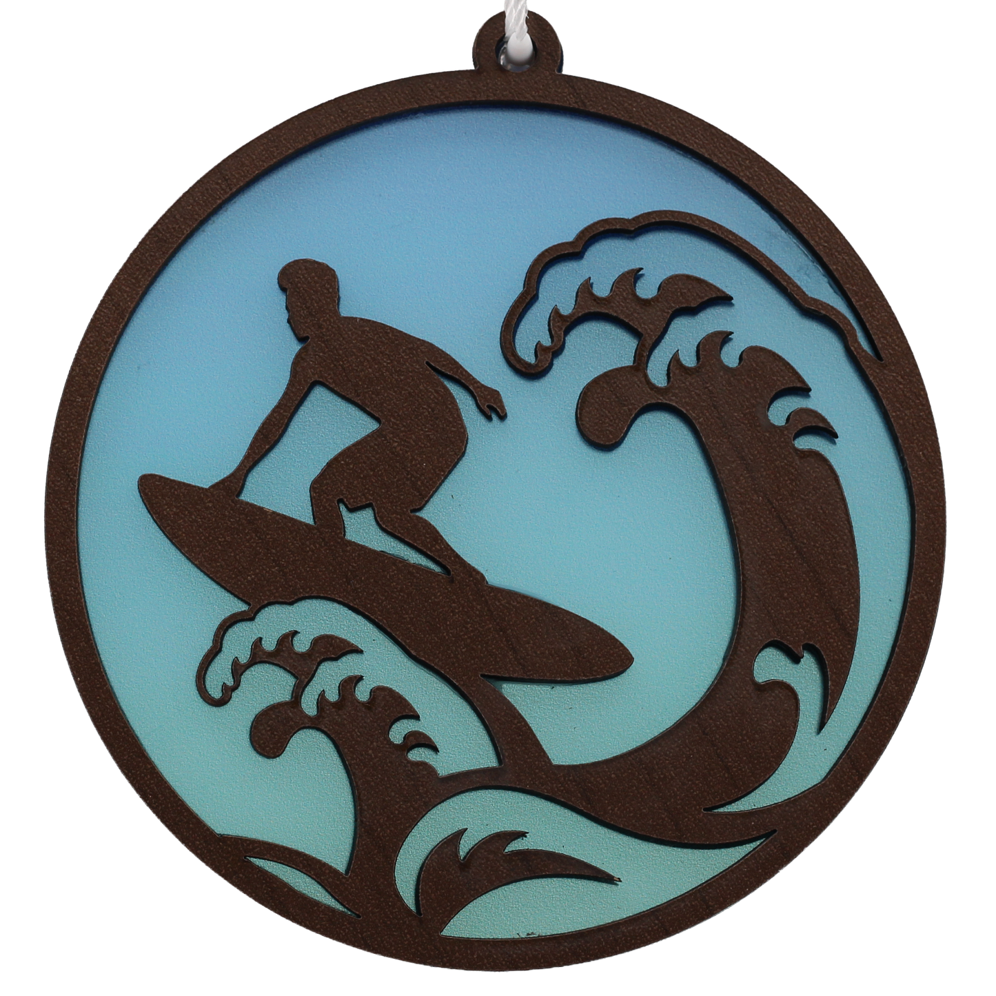Surfing on a Wave Suncatcher Ornament