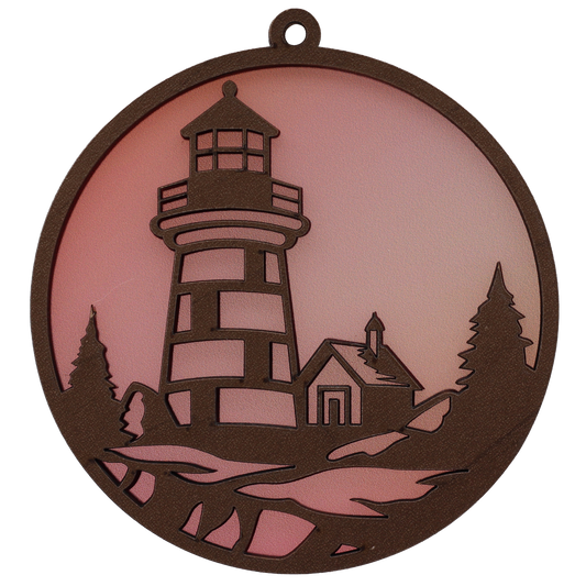 Lighthouse on a Hill Suncatcher Ornament
