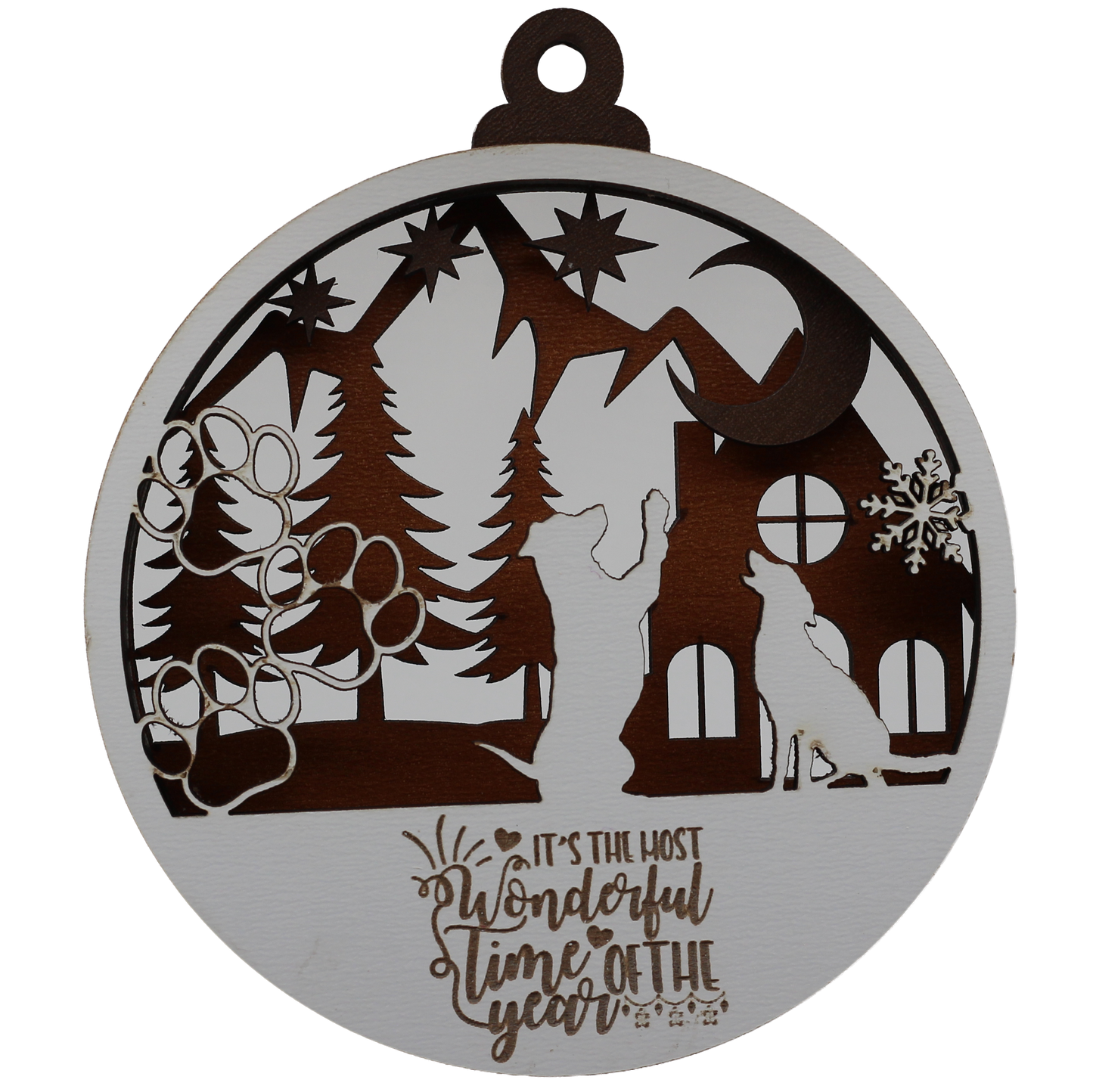 Dogs During Christmas Layered Ornament