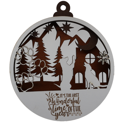 Dogs During Christmas Layered Ornament