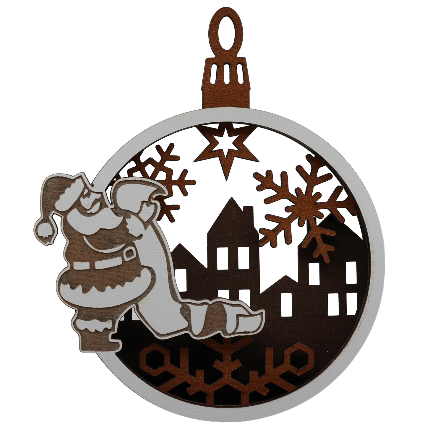 Santa Checking his List Layered Ornament (A)
