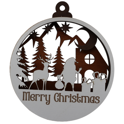 Santa and his Deer Layered Ornament