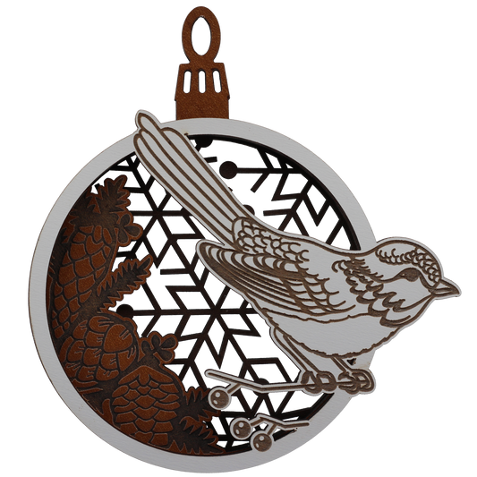 Winter Bird and Pinecones Layered Ornament
