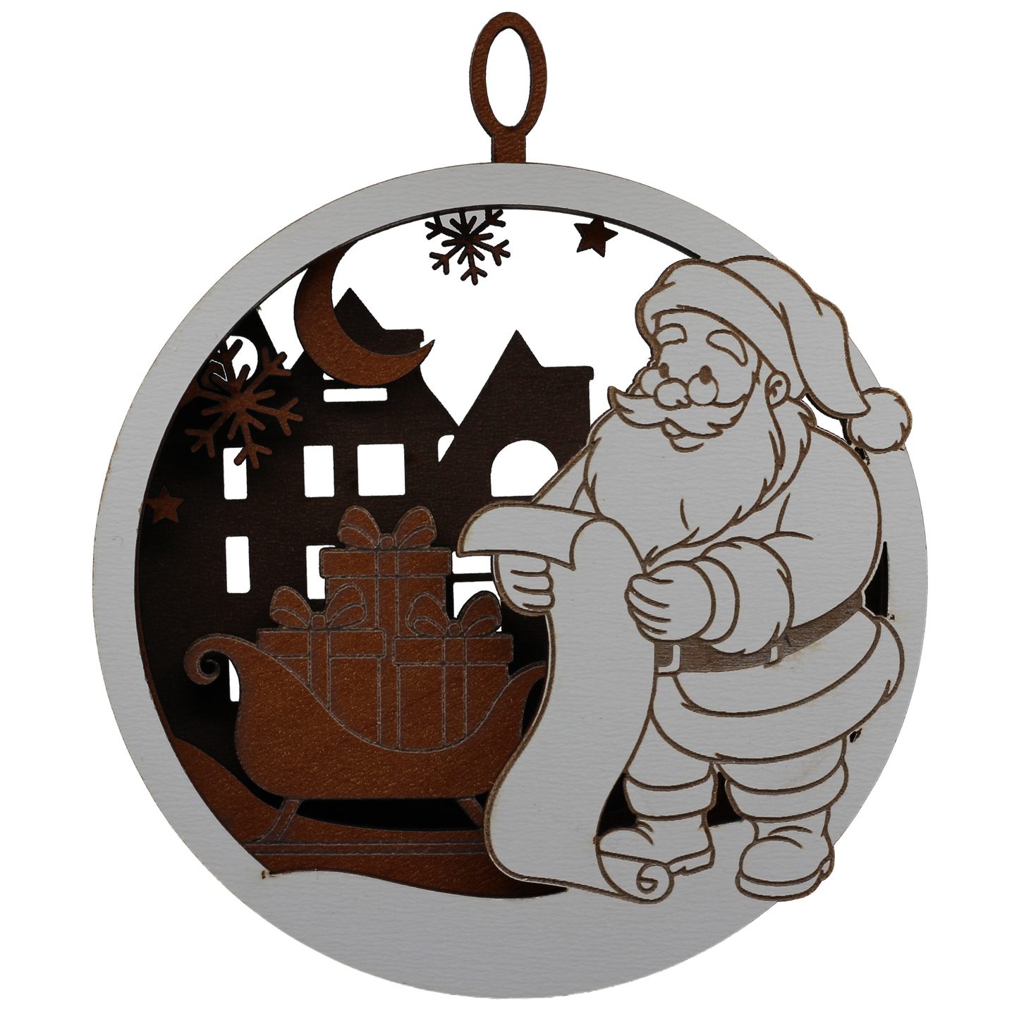 Santa Checking His List Layered Ornament (B)