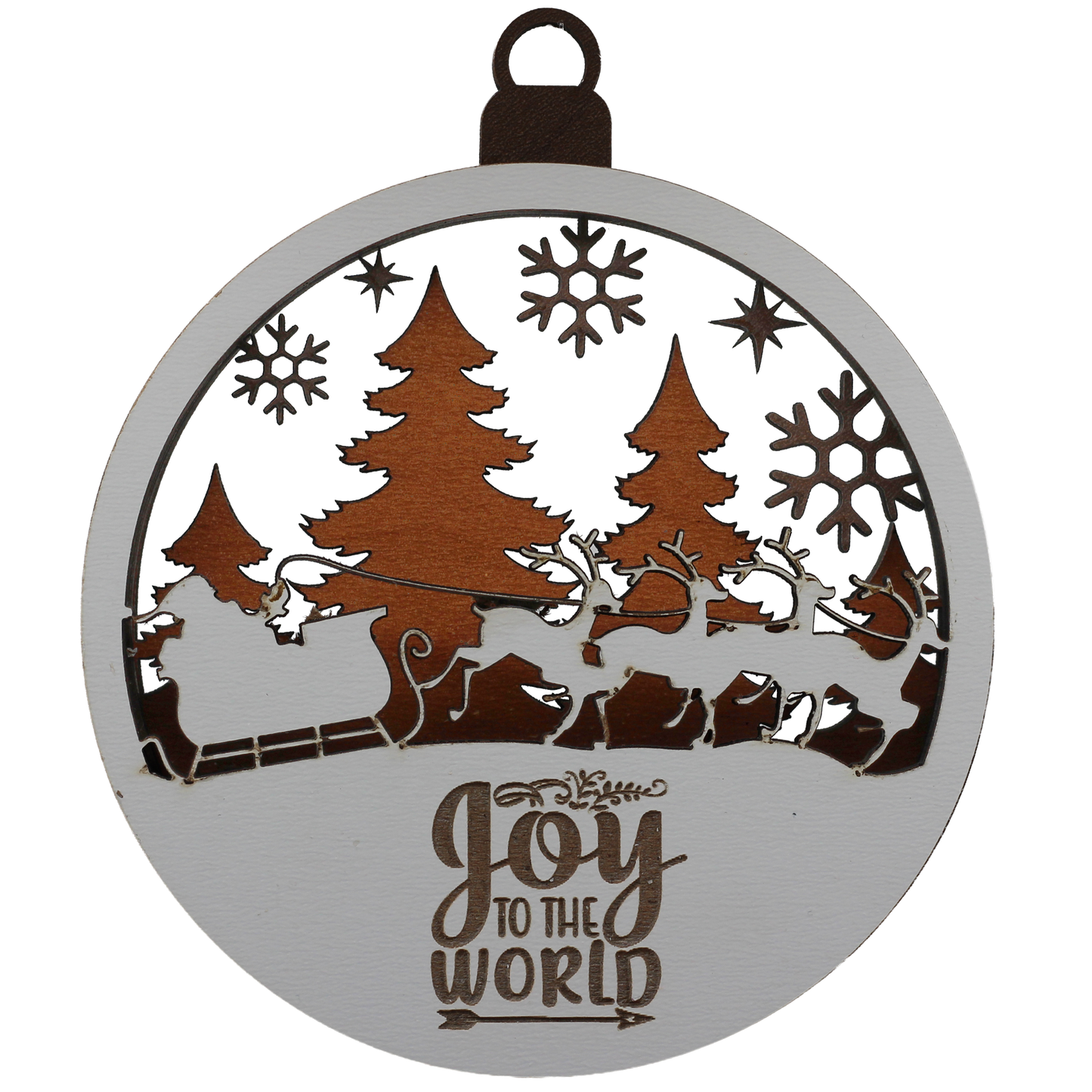 Reindeer Pulling Santa Layered Ornament