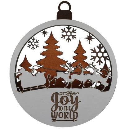 Reindeer Pulling Santa Layered Ornament