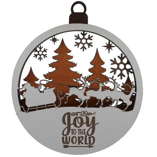 Reindeer Pulling Santa Layered Ornament