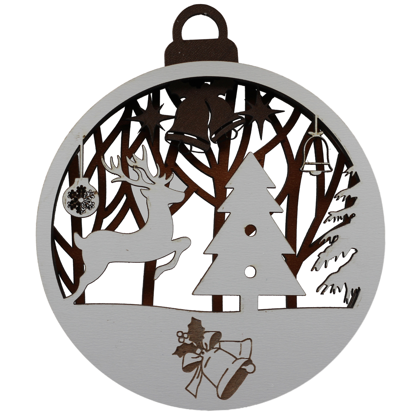 Reindeer in Front of a Tree Layered Ornament
