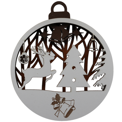Reindeer in Front of a Tree Layered Ornament