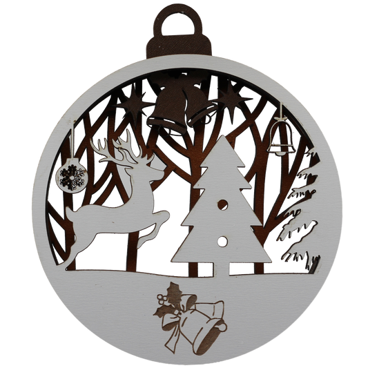Reindeer in Front of a Tree Layered Ornament