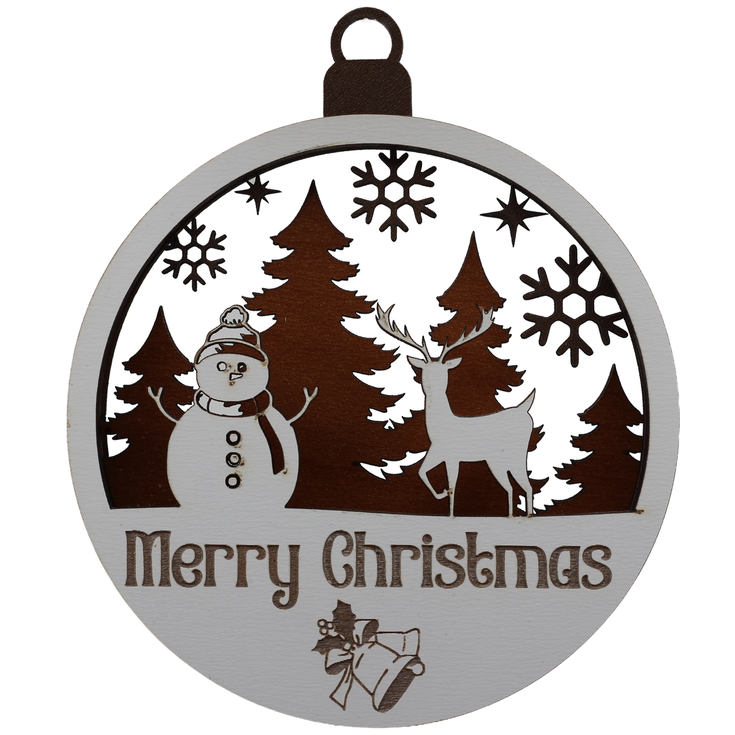 Stag and Snowman Layered Ornament