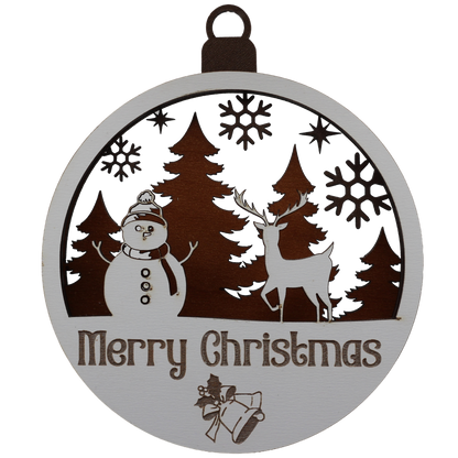Stag and Snowman Layered Ornament