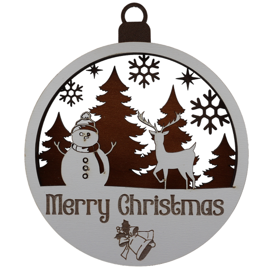 Stag and Snowman Layered Ornament