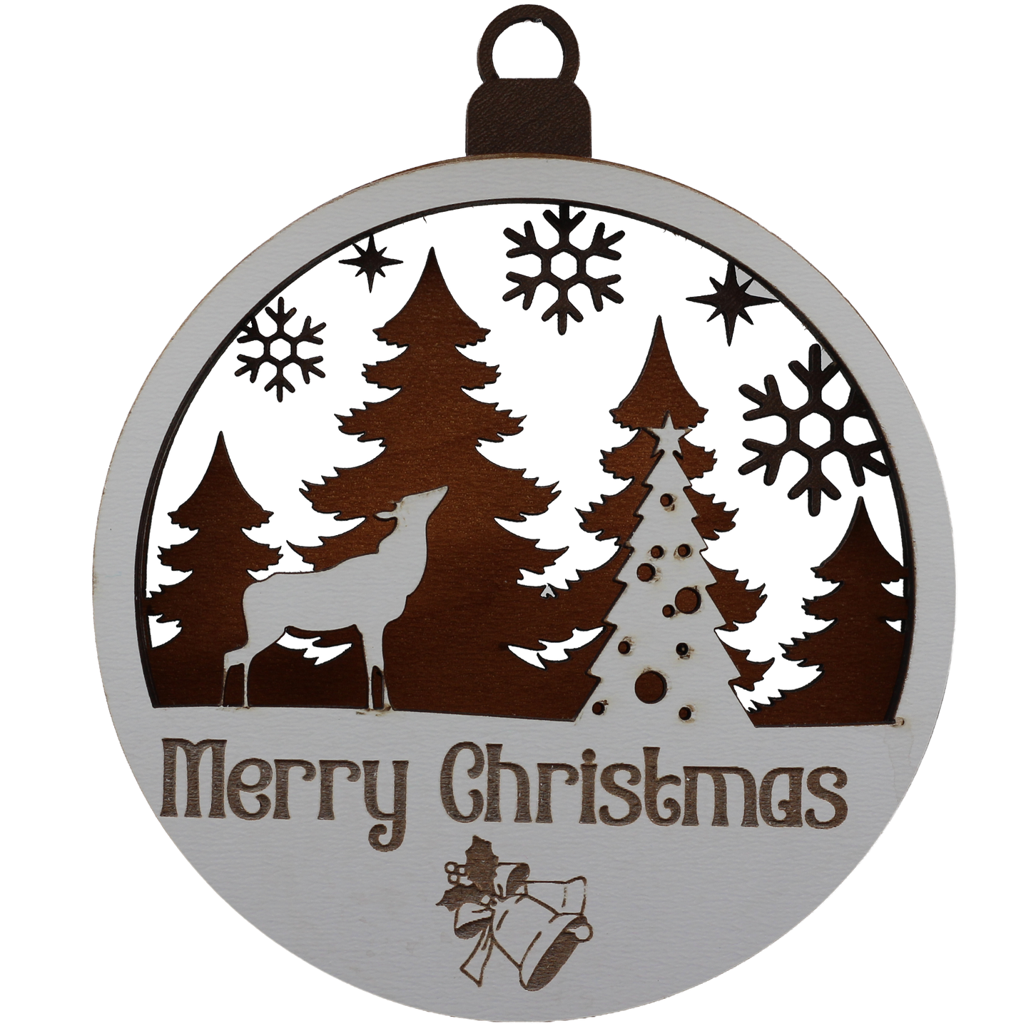 Deer and Christmas Tree Layered Ornament