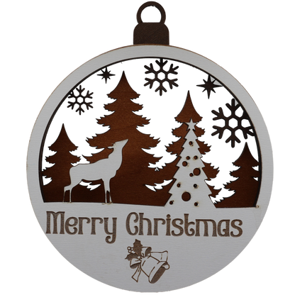 Deer and Christmas Tree Layered Ornament