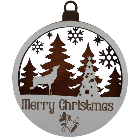 Deer and Christmas Tree Layered Ornament