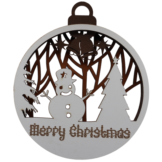 Snowman and Tree Layered Ornament