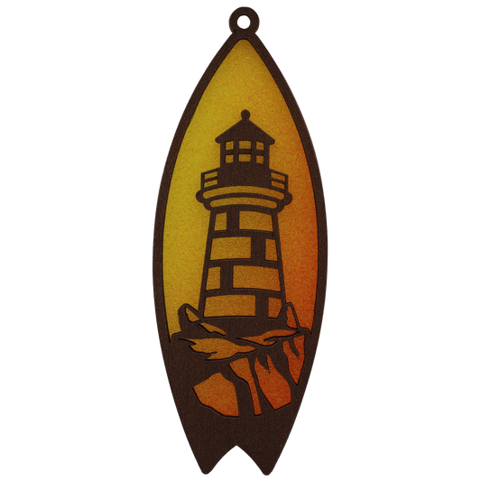Lightouse Surfboard Suncatcher Ornament