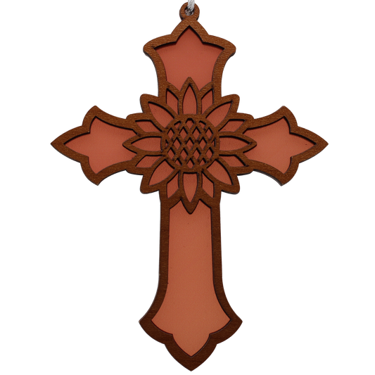 Sunflower Cross (No Leaves) Suncatcher Ornament
