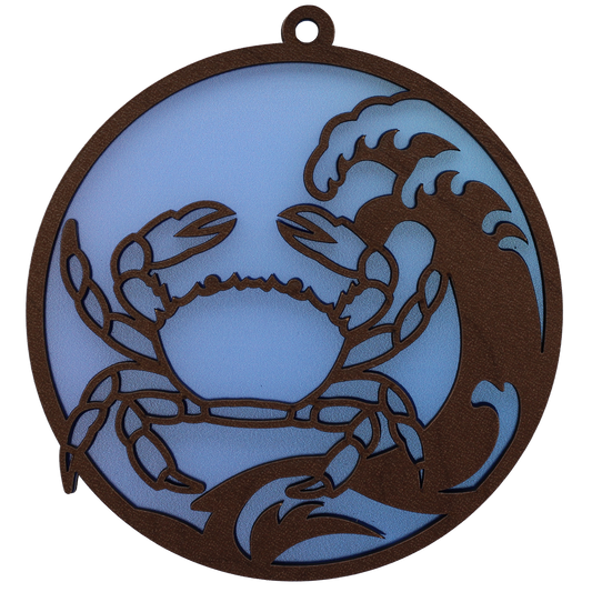 Crab on the Waves Suncatcher Ornament