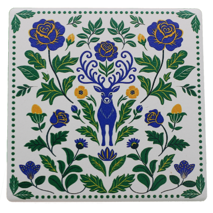 Swedish Kurbits and Rosemaling Folk Art Coasters