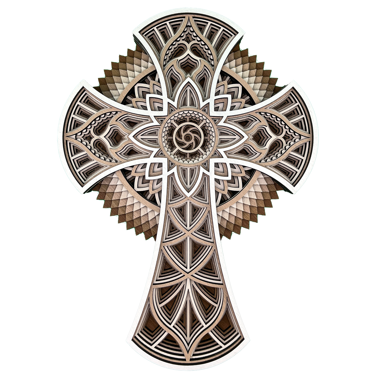 Layered Wooden Cross - Light