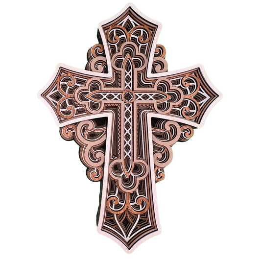 Layered Wooden Cross - Peace