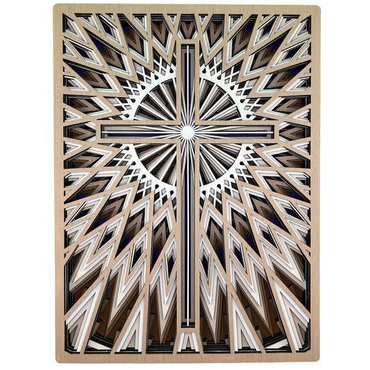 Radiant Light Wooden Cross Home Décor