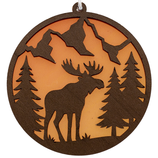Moose in the Mountains Suncatcher Ornament
